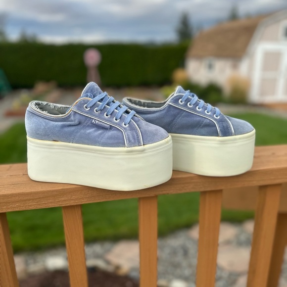Vintage Superga Platform Sneakers Size 6.5 Light Blue - Picture 1 of 7